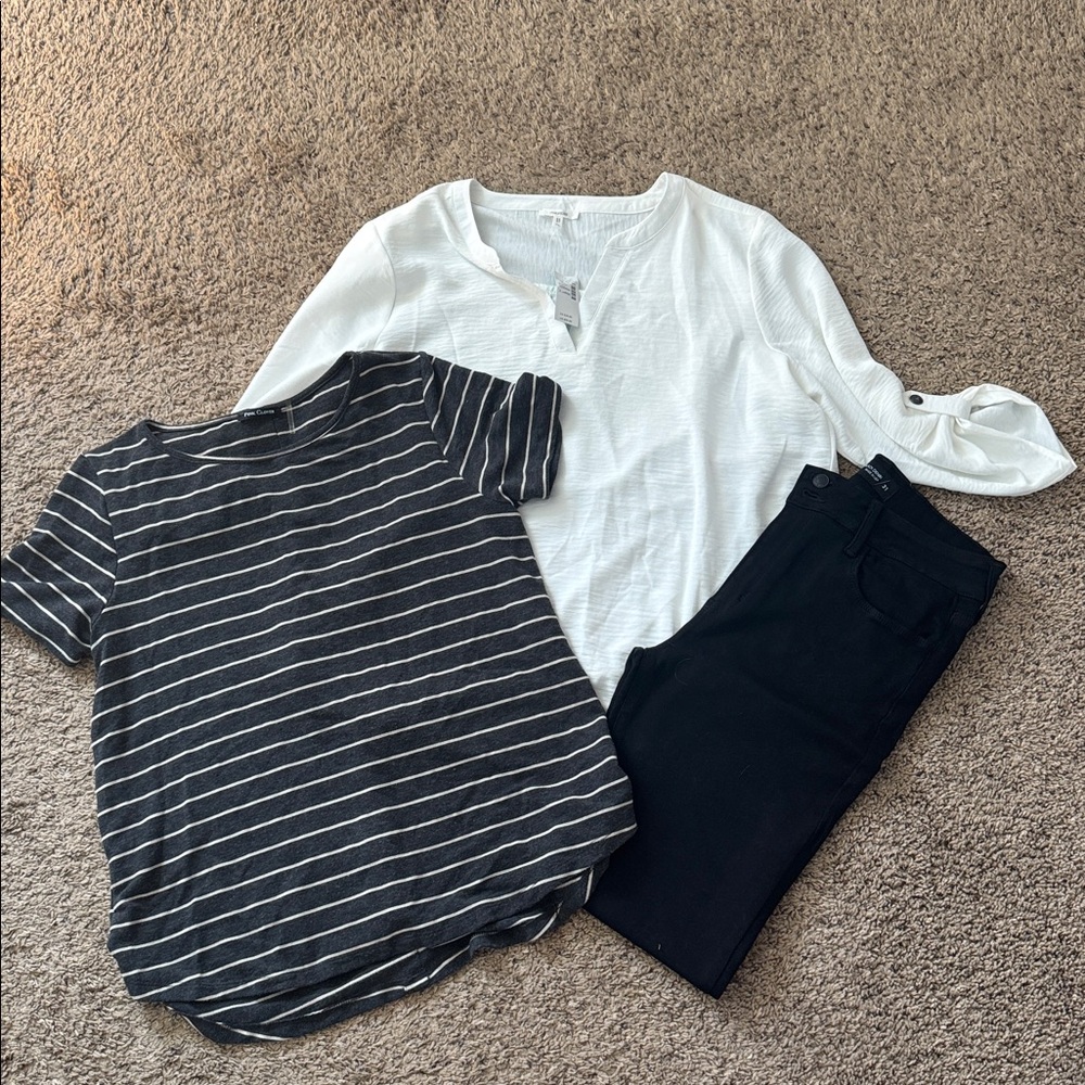 Just Black pants and Pink clover top